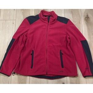 LL Bean Polartec Womens Fleece Full Zip Jacket Fuchsia Pink Gray Full Zip Sz XL